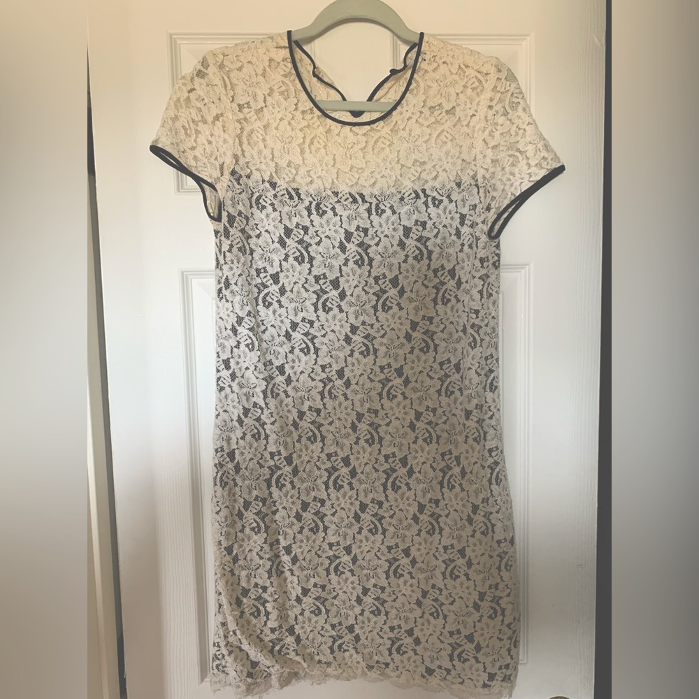 DVF ivory lace above-the-knee dress